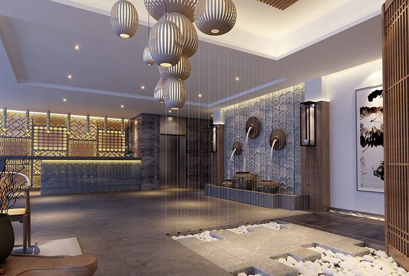 新中式酒店吧臺(tái)設(shè)計(jì)效果圖