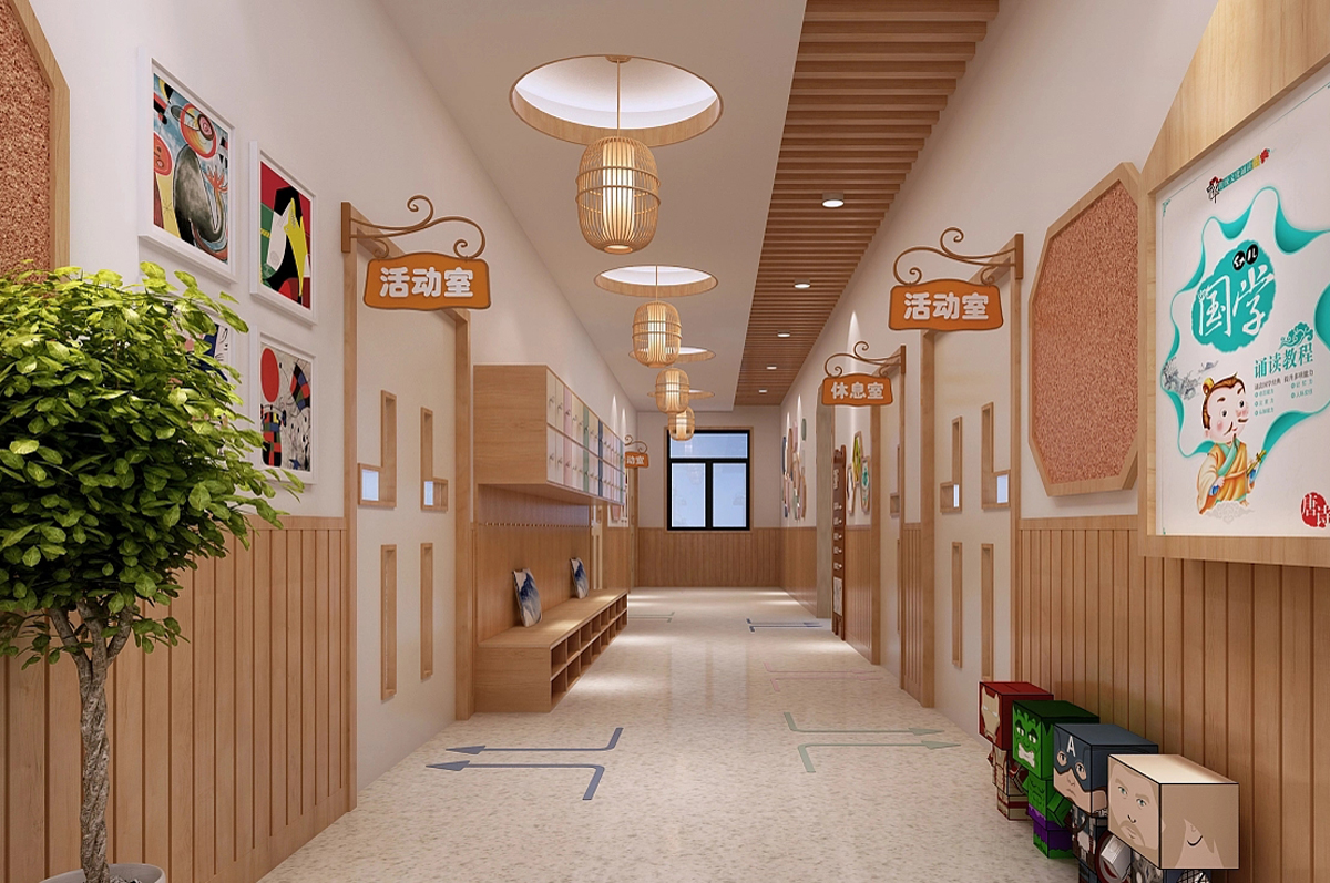 新中式風(fēng)格幼兒園裝修設(shè)計效果圖